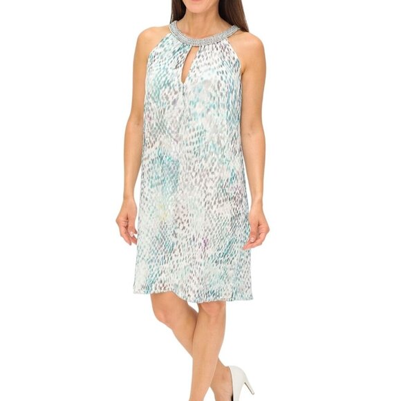 Vince Camuto Size 6 Patel Multicolor Beaded Neck Sleeveless Dress - Picture 1 of 14